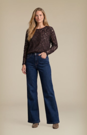Red button Jeans flair Brielle dark stone used
