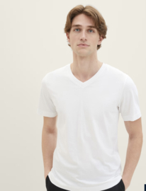 Tom tailor basic shirt white v hals 2 pak