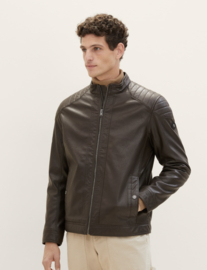 Tom Tailor lederlook jacket espresso