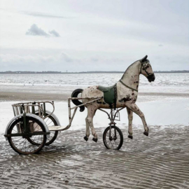 Antiek blikken paard en wagen VERKOCHT