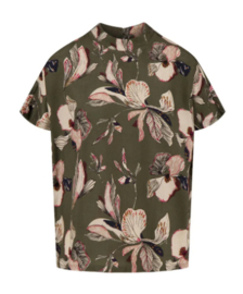 ZUSSS TURTLE TOP MET IRIS BLOEMEN PRINT DONKERGROEN