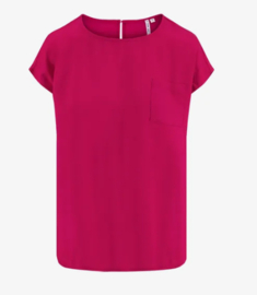 ZUSSS SATIJNEN TWILL TOP MET BOOTHALS ROZE ROOD