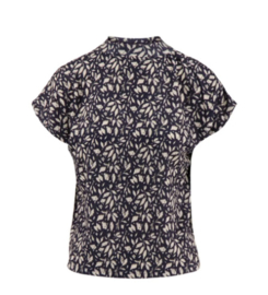 ZUSSS TURTLE TOP MET BLAADJES PRINT DONKERBLAUW 