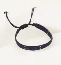 ZUSSS MIYUKI ARMBANDJE STIPJE DONKERBLAUW/GOUD