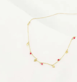 ZUSSS KETTING MET KLAVERTJES ROZE ROOD