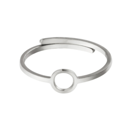 adjustable open circle ring - silver