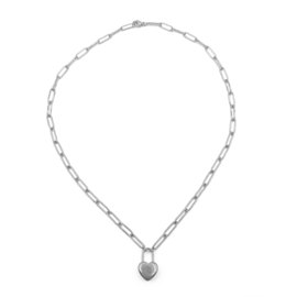 heart lock necklace - silver