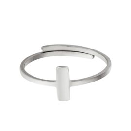 adjustable little rectangle ring - silver