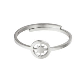 adjustable open star ring - silver