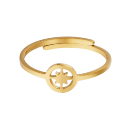 adjustable open star ring - gold