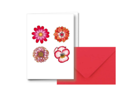 4 bloemen || Dubbele kaart met envelop