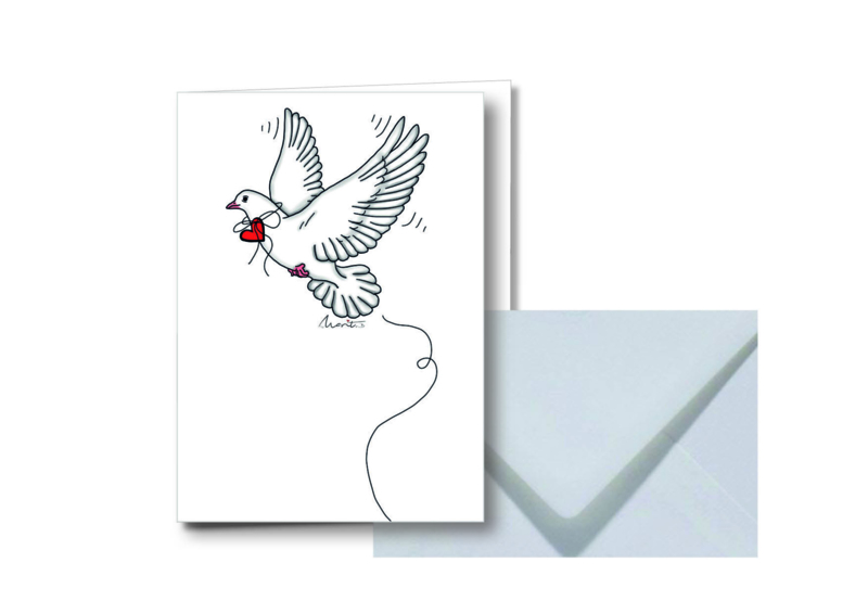 Witte duif || Dubbele kaart met envelop