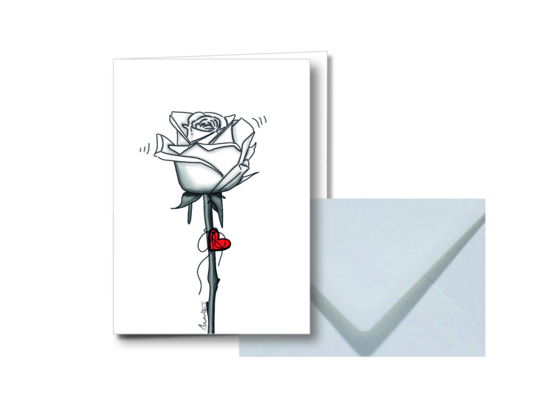 Witte roos || Dubbele kaart met envelop