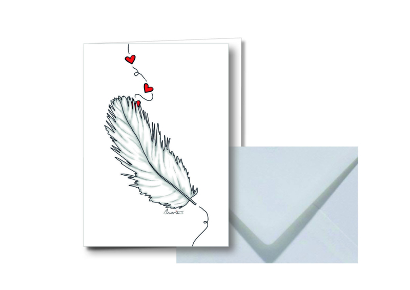 Witte veer || Dubbele kaart met envelop