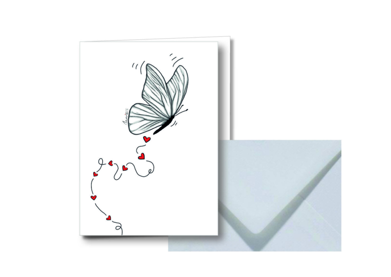 Witte vlinder || Dubbele kaart met envelop