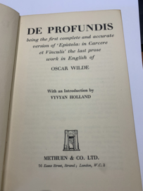 De Profundis The Complete Text | Oscar Wilde | With an Intrduction by Vyvyan Holland | 1951 | Uitgever: Methuen & Co. Ltd. London |