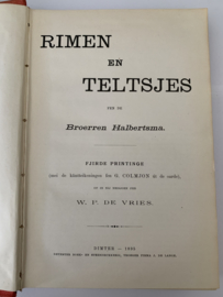 Rimen en teltsjes | fen de broerren Halbertsma | op in nij neisjoen fen WP.de Vries  | 1895 | Dimter Boek- en Steendrukkerij, vroeger Firma J. de Lange |