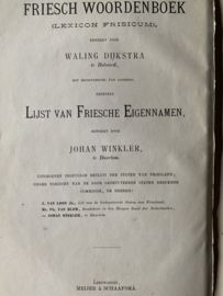 Friesch woordenboek : (Lexicon frisicum) | Waling Gerrits Dijkstra; Johan Winkler | 1900 | Uitgever: Meyer & Schaafsma Leeuwarden |