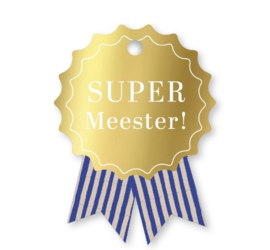 Cadeaulabel Meester Bedankje – Super Meester – Medaille