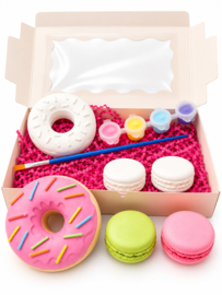 Donut & macaron gipsfiguurtjes schilderen