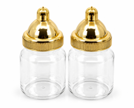 Mini babyflesje met gouden dop – babyshower bedankje