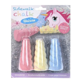 Eenhoorn stoepkrijt traktatie zonder snoep – unicorn glitter