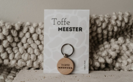 Cadeau meester houten sleutelhanger