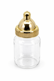 Mini babyflesje met gouden dop – babyshower bedankje
