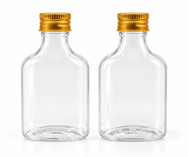 Transparant flesje met gouden dop – 100 ml