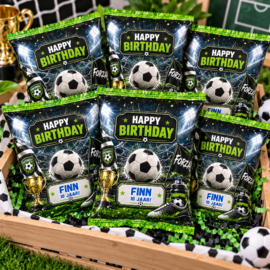 Voetbal chips traktatie met naam en leeftijd