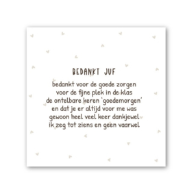 Forex Tegeltje - Bedankt Juf