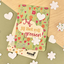 Echte bloemen confetti kaart - Juf