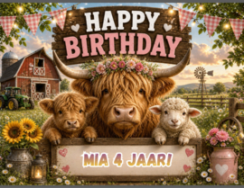 Highland cow mini chips traktatie met naam