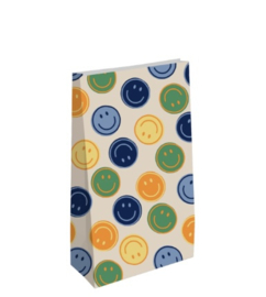 Kraft papier zakje Smiley groen/ blauw