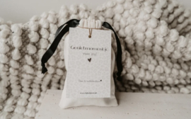 Cadeau kraamverzorgster – stoffen zakje “Genietmomentje voor jou”