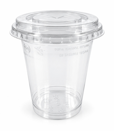 Traktatiebeker transparant met deksel – 355 ml