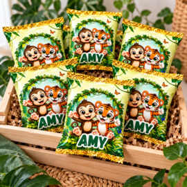 Jungle chips traktatie met naam en leeftijd