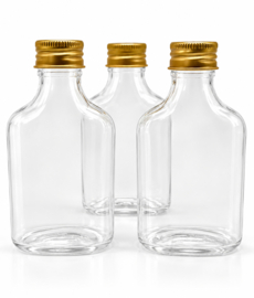 Transparant flesje met gouden dop – 100 ml