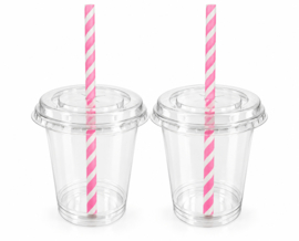 Traktatiebeker transparant met deksel – 355 ml