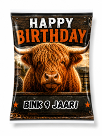 Highland cow chips traktatie met naam