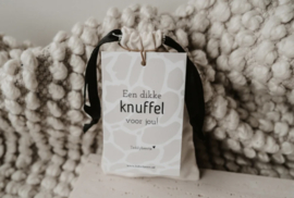 Troostcadeau – stoffen zakje met teddybeer en kaartje