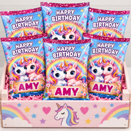 Unicorn chips traktatie met naam
