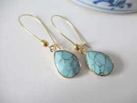 Goudkleurige Turquoise oorbellen