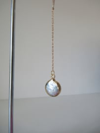 Goudkleurige hang oorbellen met parel