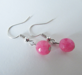 Zilverkleurige roze oorbellen