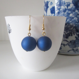 Goudkleurige blauwe oorbellen