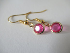 Goudkleurige kleine roze oorbellen