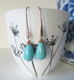 Rosékleurige Turquoise oorbellen