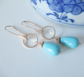 Rosékleurige Turquoise oorbellen