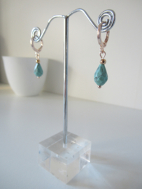 Rosékleurige Turquoise clip oorbellen